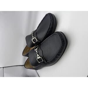 Marc Joseph Park Avenue Men's 8.5 Black Leather Loafers with Silver Hardware